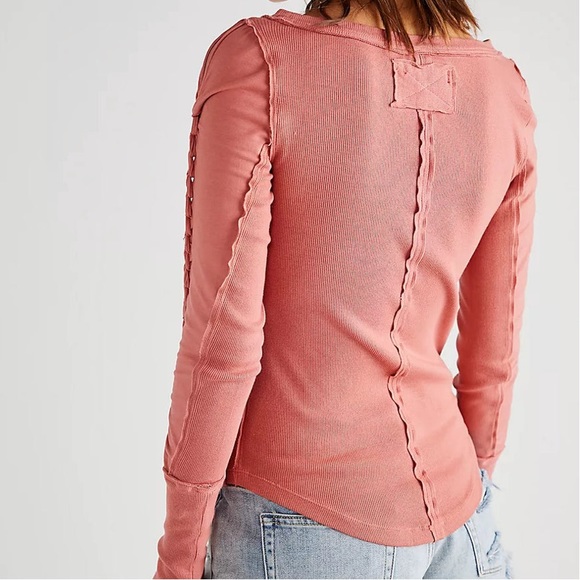 We the Free Daisy Ribbed Braided Cotton Braided long sleeve top sun sand - XS - Picture 8 of 9